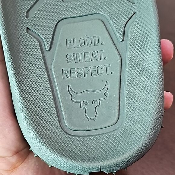 Under Armour UA Project Rock Slides 2.0 Military Green Grey Michelin Gripper 9.5 - Picture 16 of 16